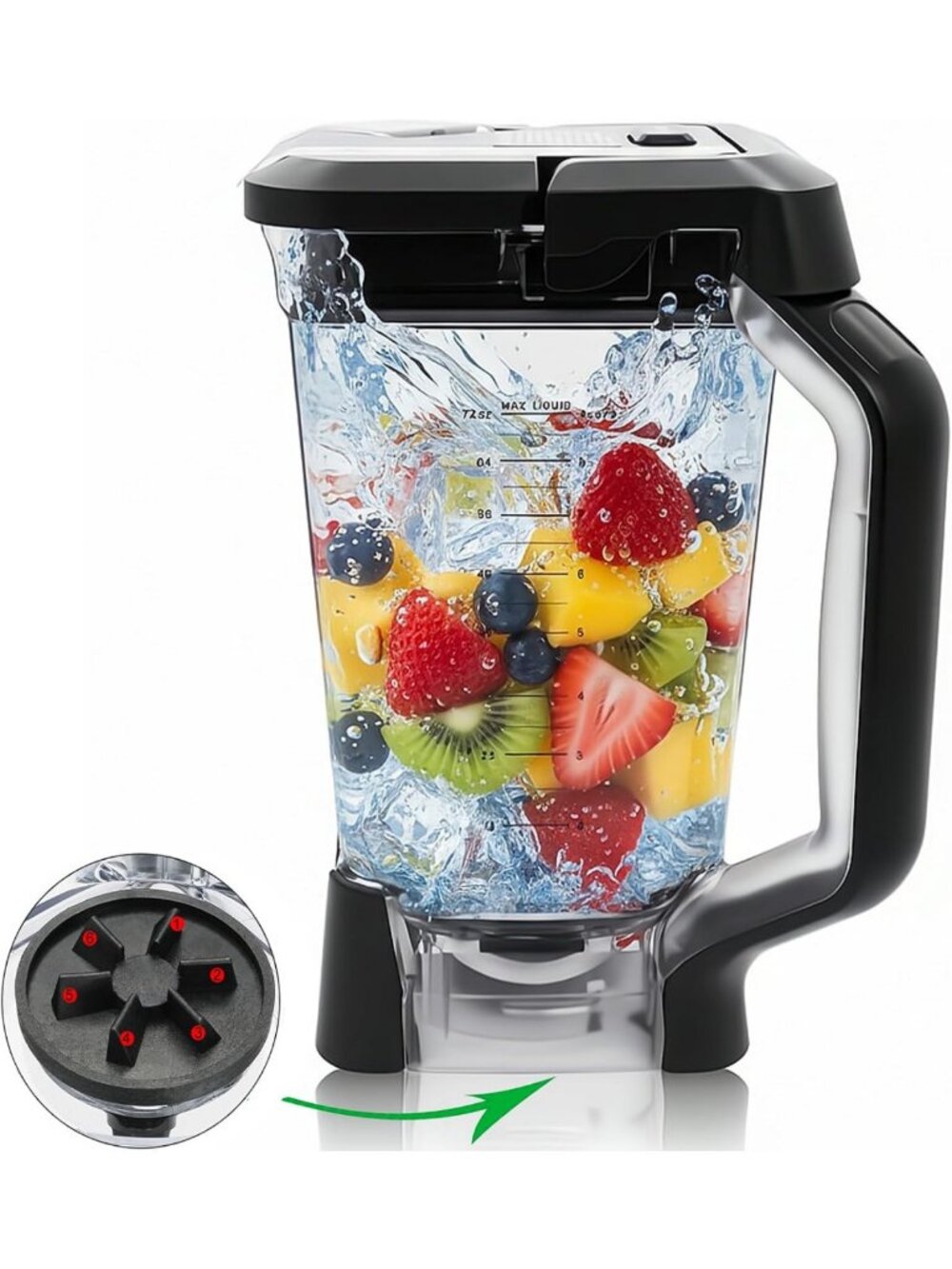 72oz Blender Pitcher with Locking Lid & Cups - Compatible with Ninja BL610